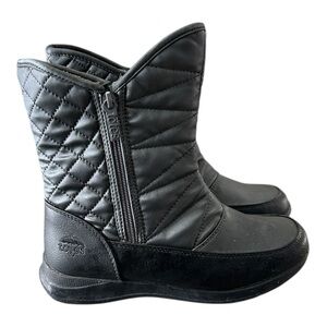 Totes Waterproof Insulated Quilted Black‎ Grey Zip Up Boot Sz 8